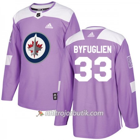 Män Ishockey Winnipeg Jets Tröja Dustin Byfuglien 33 Adidas 2017-2018 Lila Fights Cancer Practice Authentic
